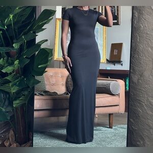 Terranova Black Bodycon Maxi Dress, Short Sleeve, Size XS